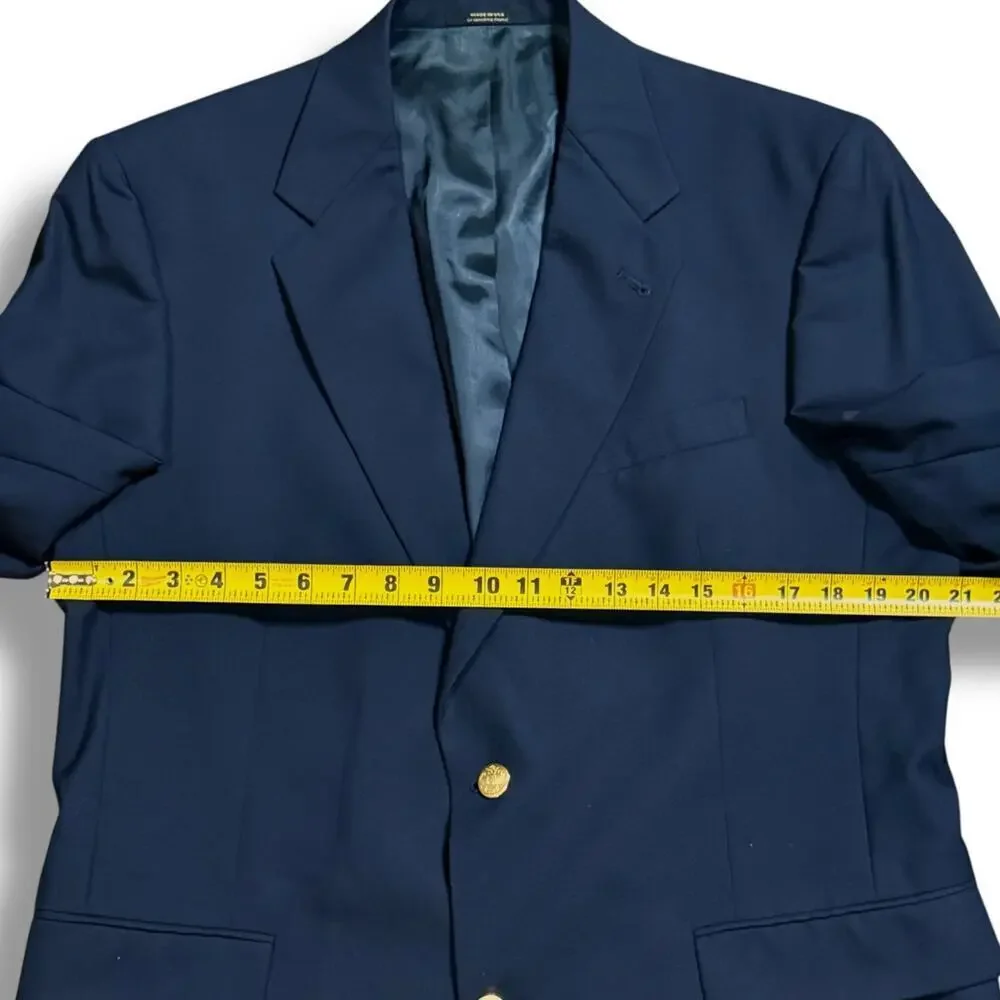Vintage Hart Schaffner Marx Blazer Mens Navy Gold Button Custom Union Made 42R